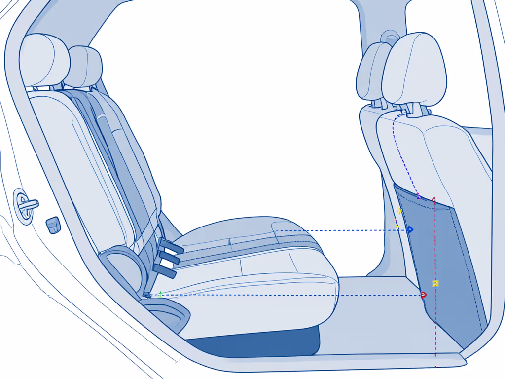 Compact car seat measurement points